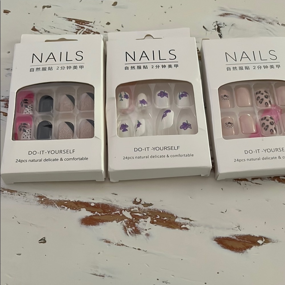 DIY Nail Art Set - Purple, Black, Pink